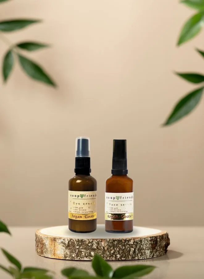 Anti-Wrinkle Face Serum & Eye Cream Gift Set by Soap&Friends– Set of 2