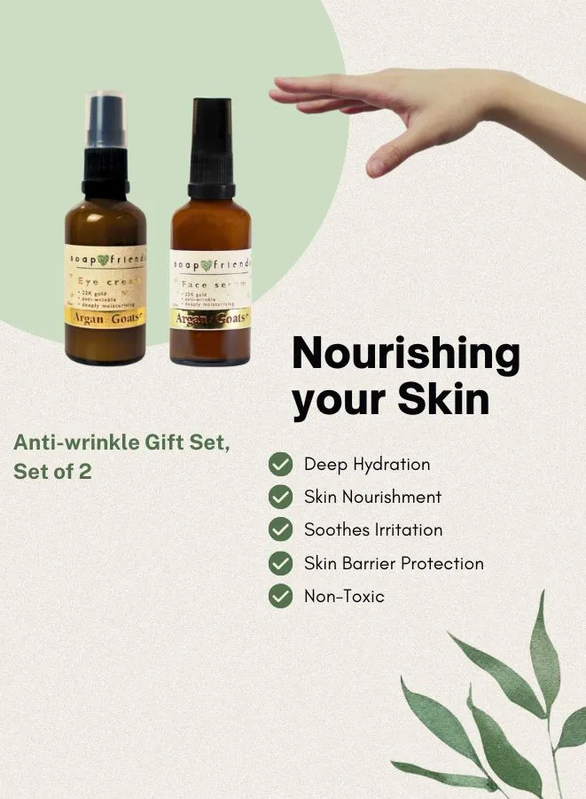 Anti-Wrinkle Face Serum & Eye Cream Gift Set by Soap&Friends– Set of 2