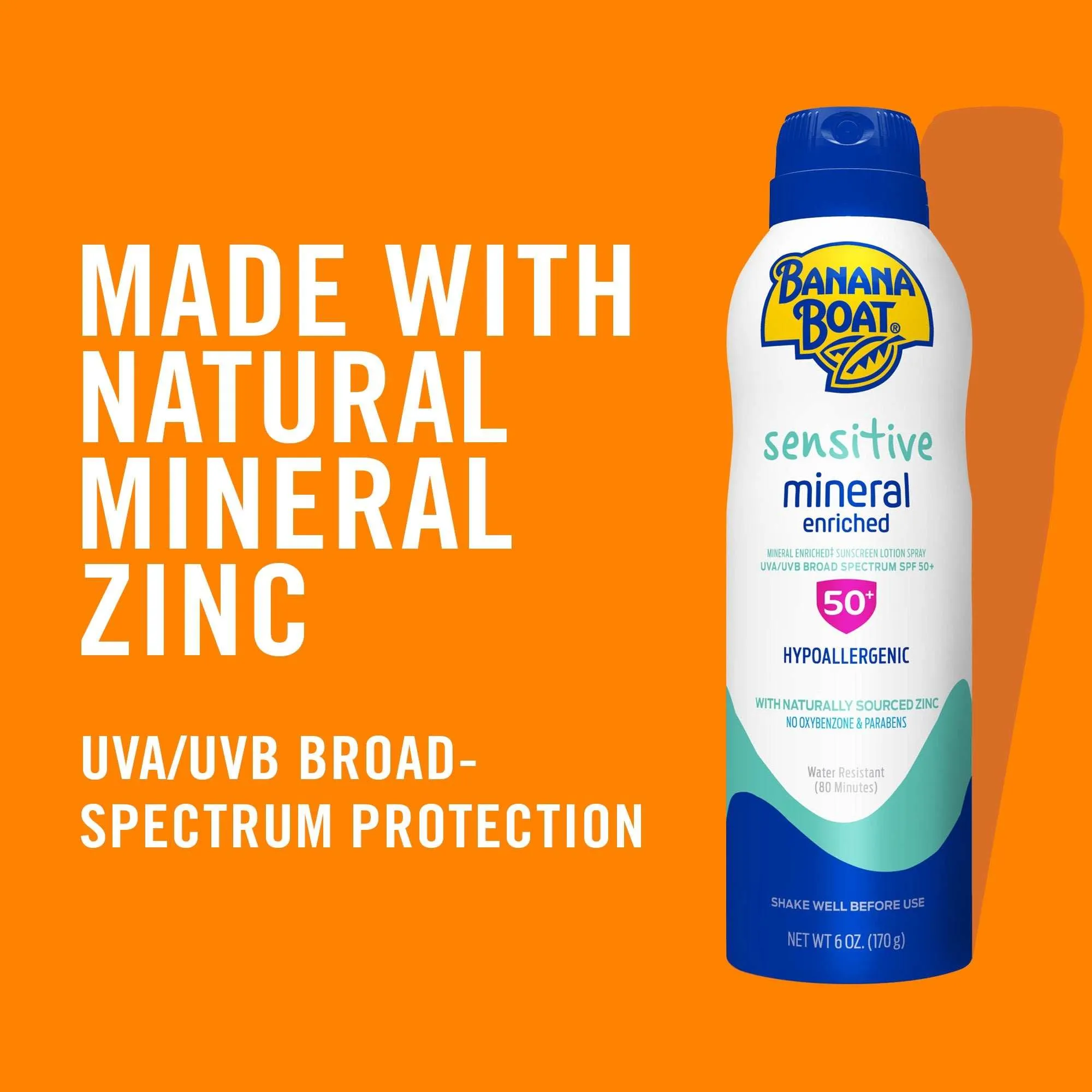 Banana Boat Sensitive Mineral Enriched Sunscreen Spray SPF 50 