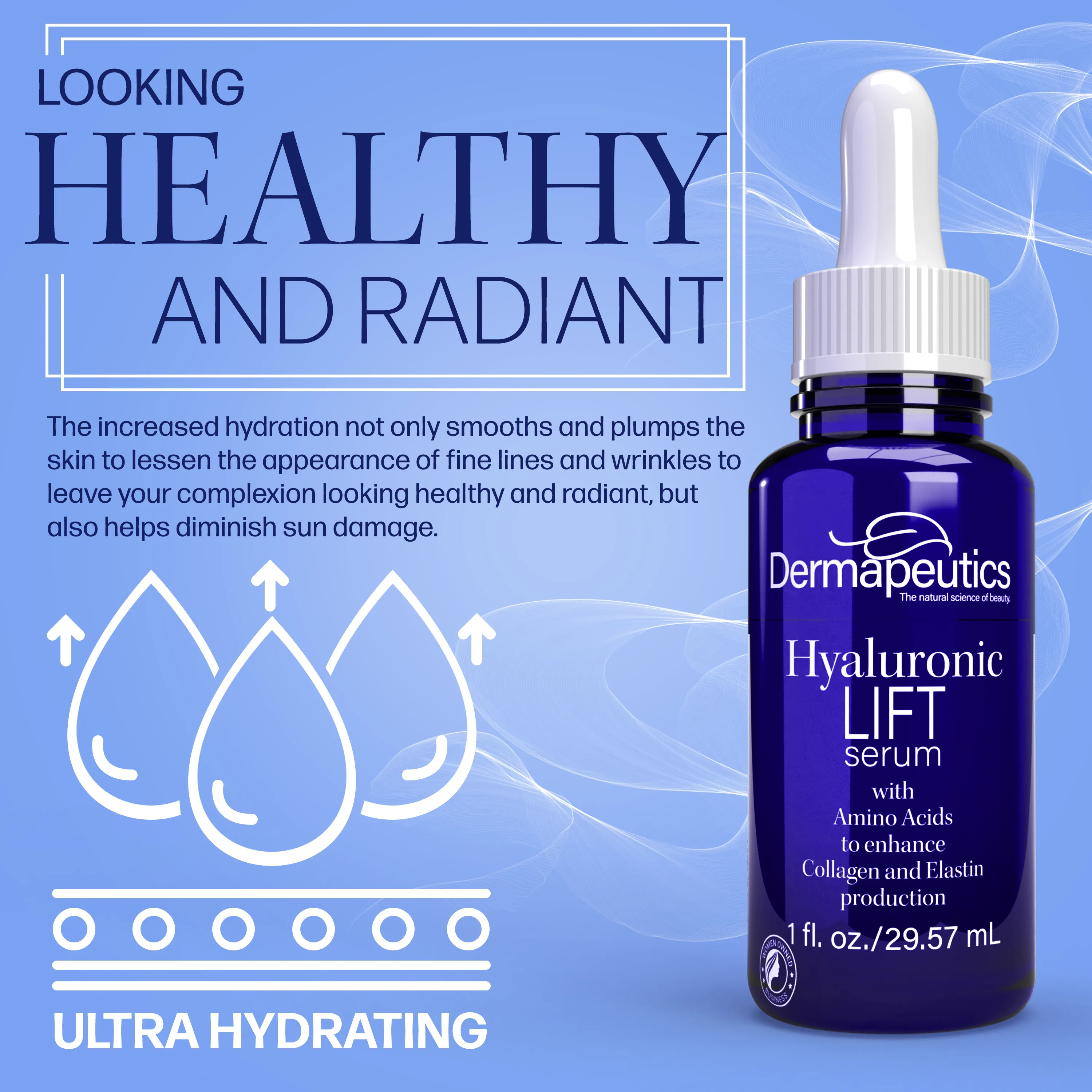 Dermapeutics Hyaluronic Acid Serum for Face, 1 oz