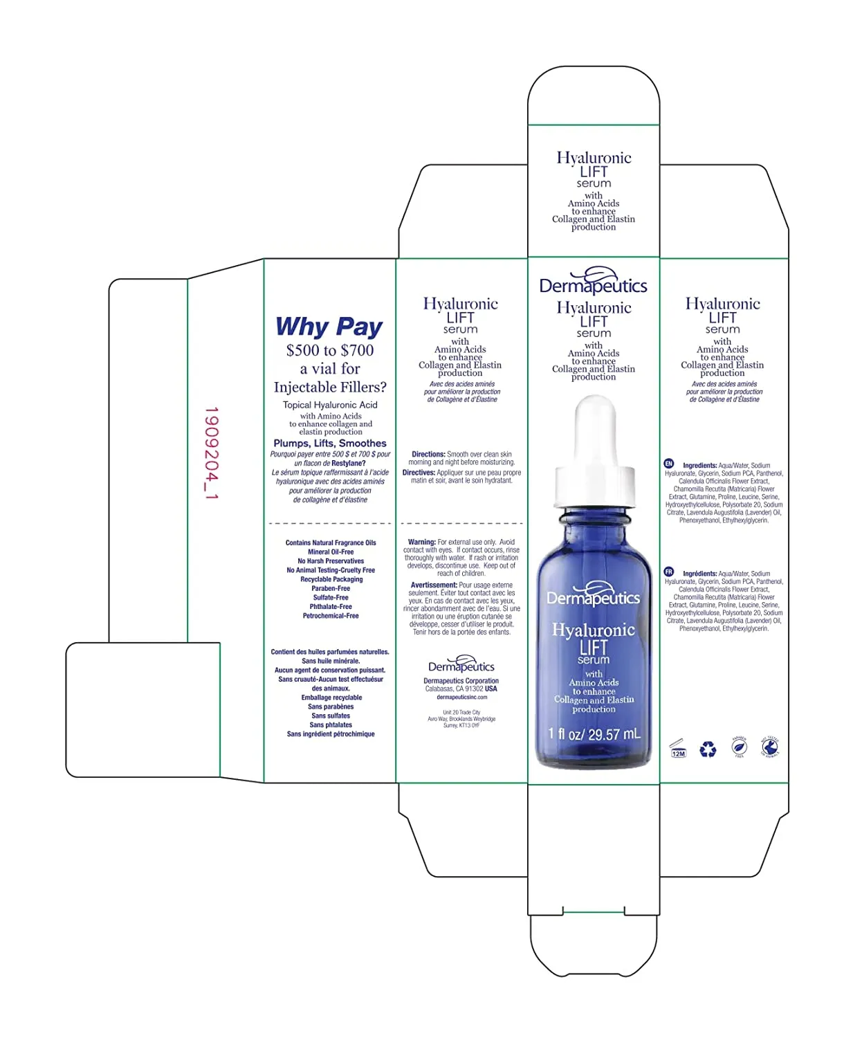 Dermapeutics Hyaluronic Acid Serum for Face, 1 oz
