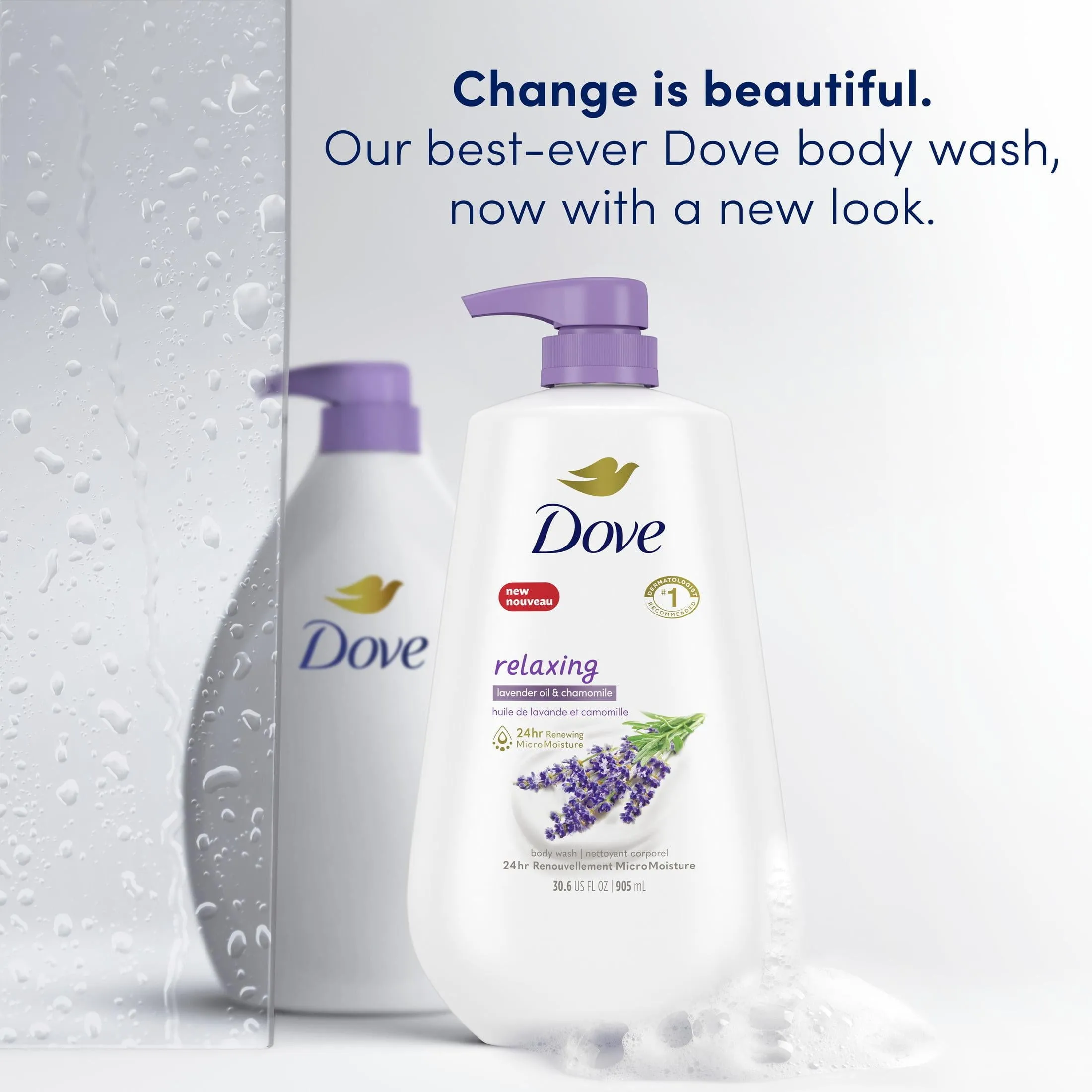 Dove Relaxing Long Lasting Gentle Body Wash, Lavender Oil and Chamomile, 30.6 fl oz