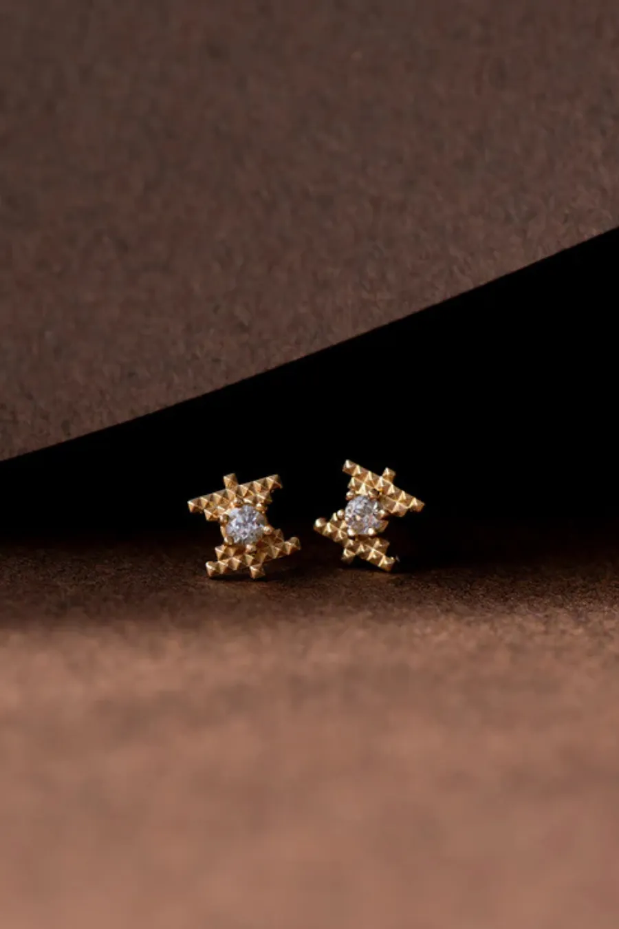 Inti Stud 22k Gold Plate with Peach Zircon