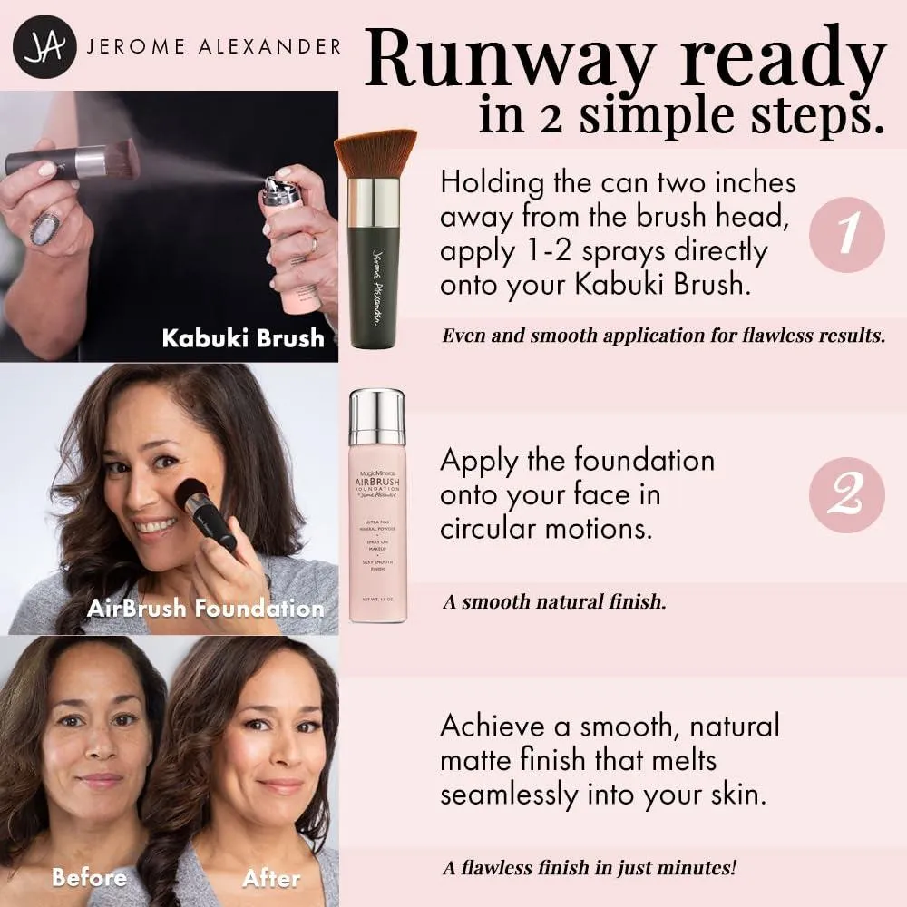 Magicminerals Airbrush Foundation by  – 2Pc Set with Airbrush Foundation and Kabuki Brush - Spray Makeup with Anti-Aging Ingredients for Smooth Radiant Skin (Medium)