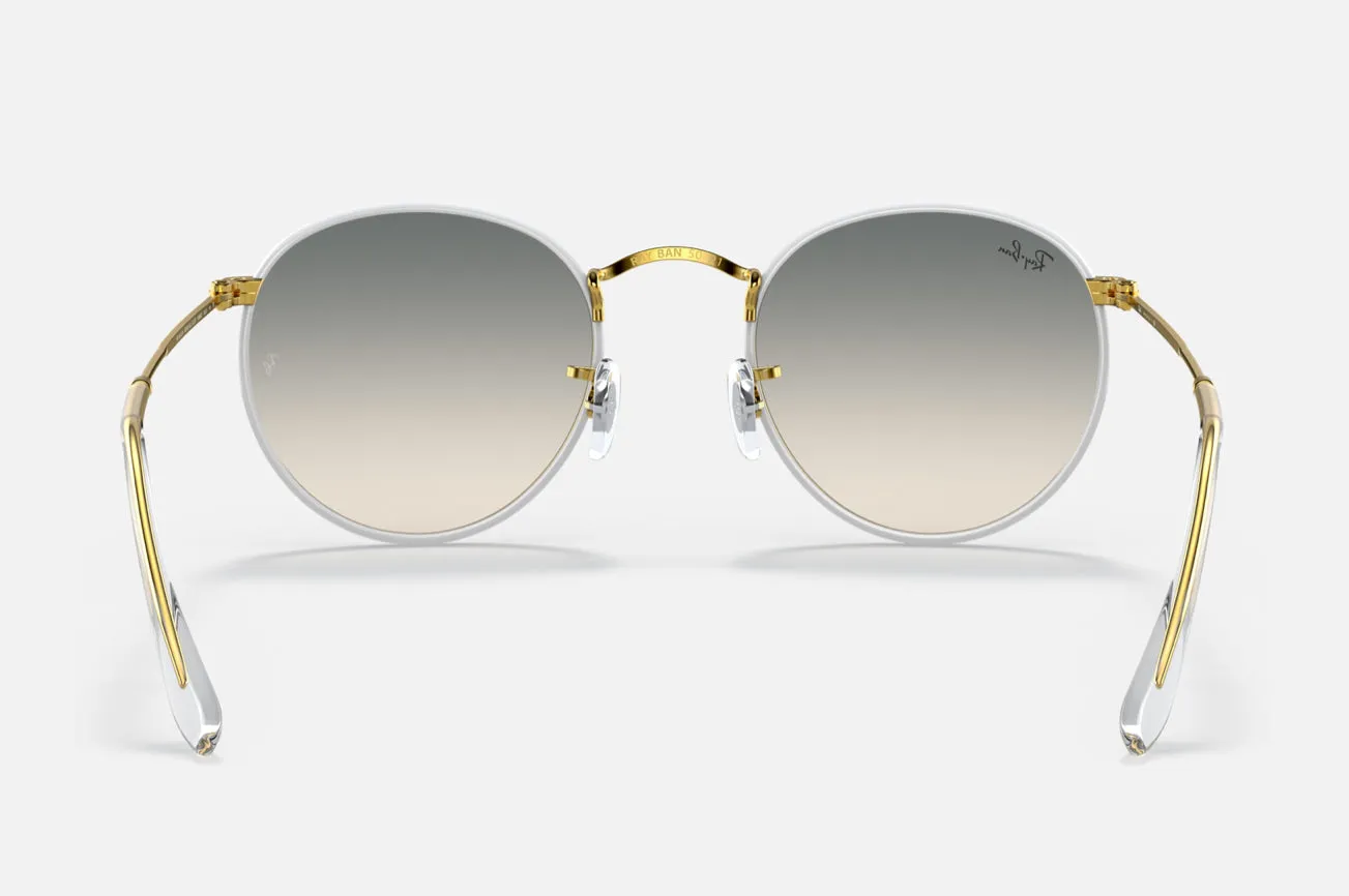 Ray-Ban Round Full Color Grey on Legend Gold w/ Clear Gradient Grey