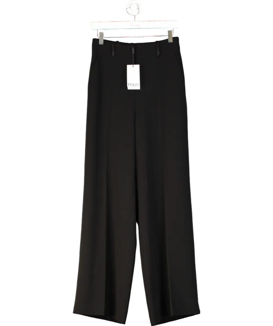 THE FOLD Black Clever Crepe Adelaide Wide-leg Trousers UK 8