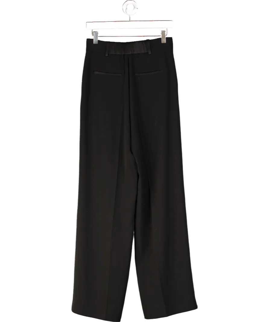 THE FOLD Black Clever Crepe Adelaide Wide-leg Trousers UK 8